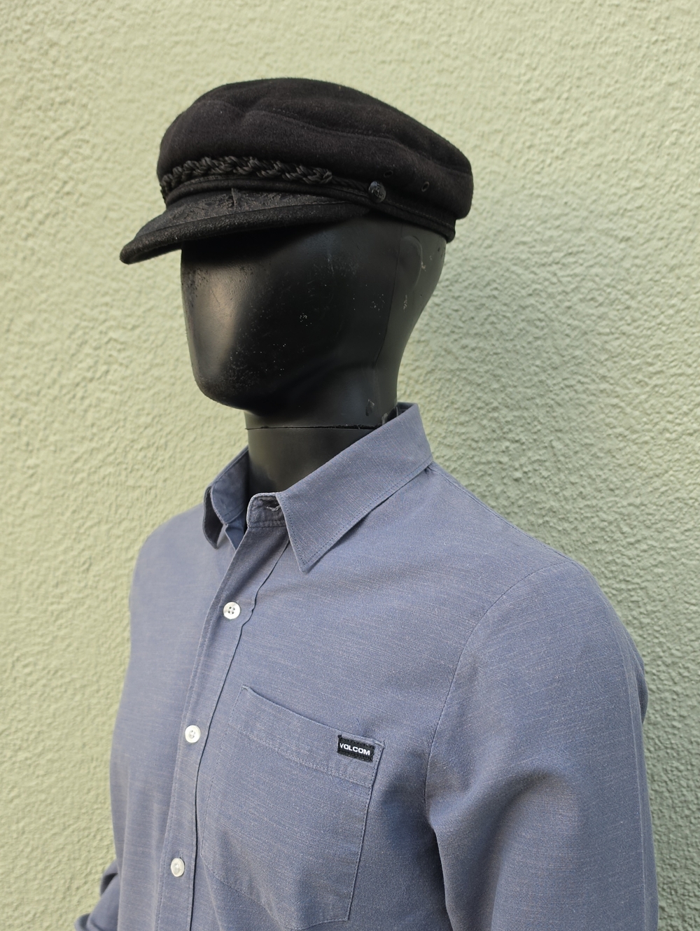 Volcom Men's "Veeco" Slate Blue Pure Cotton Casual Button-Down Shirt